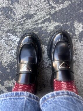 Prada Black Leather Penny Loafers EUR 40